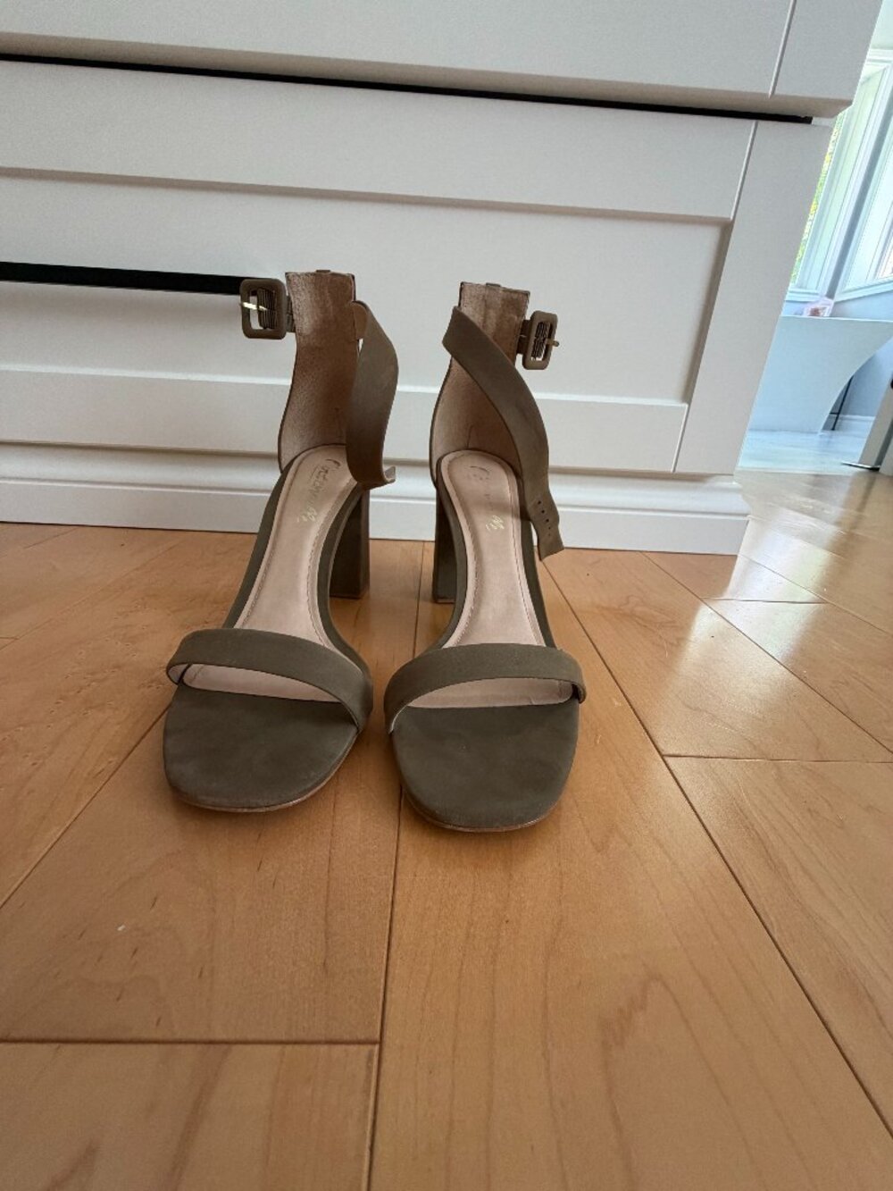 Green Nubuck Block Heel